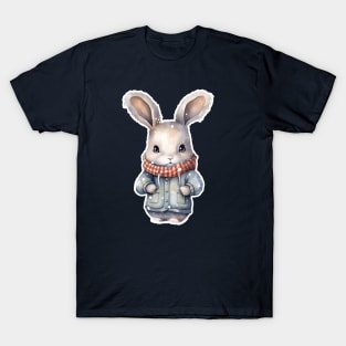 Bunny in a winter jacket and scarf T-Shirt